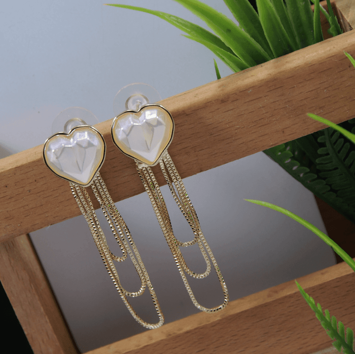 Korean Gold/Rosegold/Silver Plated Heart Shaped Chain Dangle Earring- KRNER 3673 - Trendisia