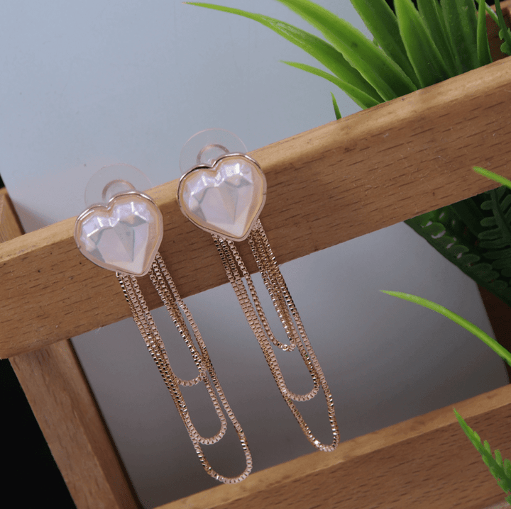 Korean Gold/Rosegold/Silver Plated Heart Shaped Chain Dangle Earring- KRNER 3673 - Trendisia