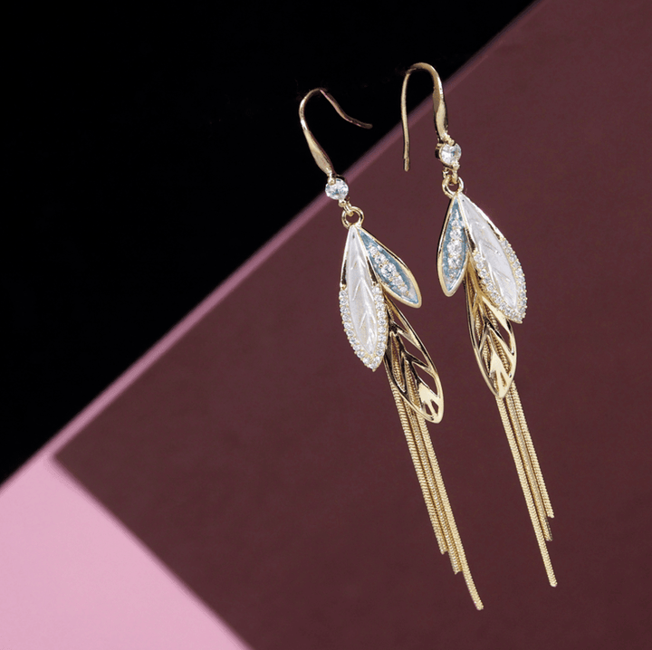 Korean Gold/Rosegold/Silver Plated Leaf Design Long chain Dangler Earring- KRNER 3640 - Trendisia