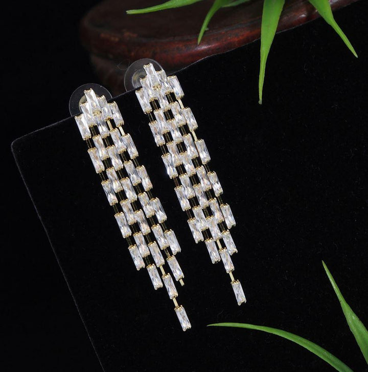 Korean Gold/Silver Plated Baguette Dangle Earring- KRNER 3749 - Trendisia