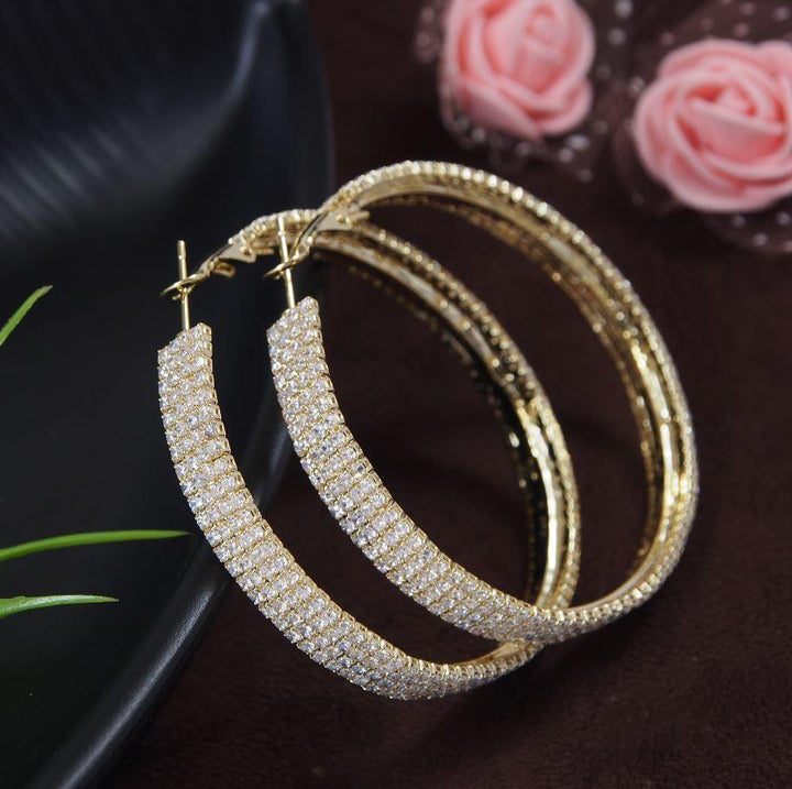 Korean Gold/Silver Plated CZ Round Shaped Hoops Earring- KRNER 3721 - Trendisia