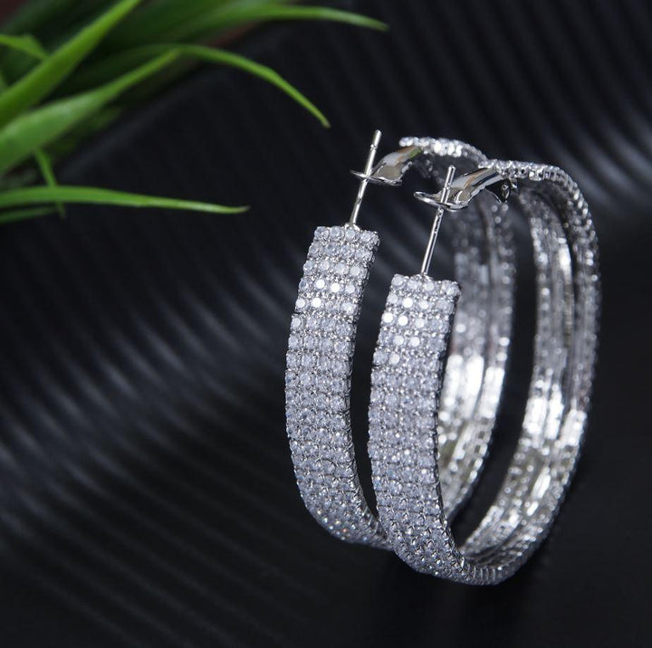 Korean Gold/Silver Plated CZ Round Shaped Hoops Earring- KRNER 3721 - Trendisia