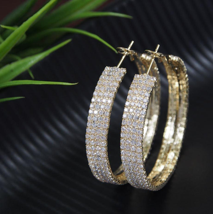 Korean Gold/Silver Plated CZ Round Shaped Hoops Earring- KRNER 3721 - Trendisia