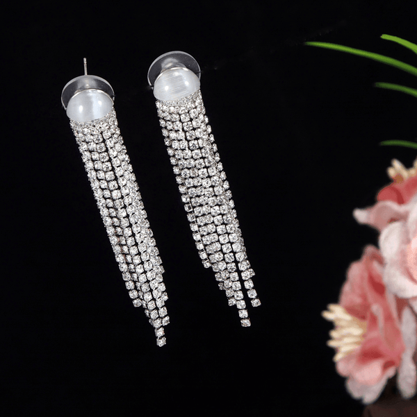 Korean Gold/Silver Plated Stone Studded Long Earring-KRNER 3603 - Trendisia