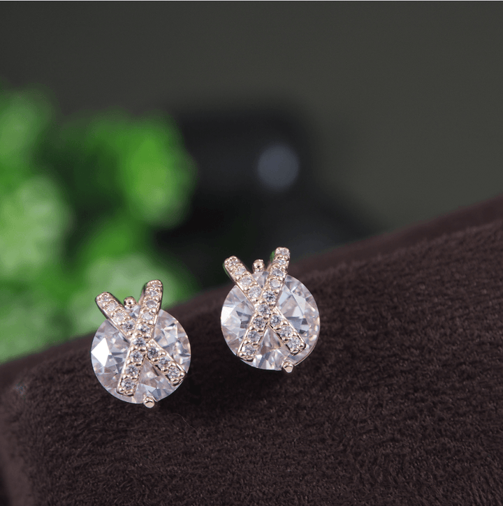 Korean Gold/Silver/Rosegold Plated Exquisite Cross CZ Stud Earring- KRNER 2989 - Trendisia