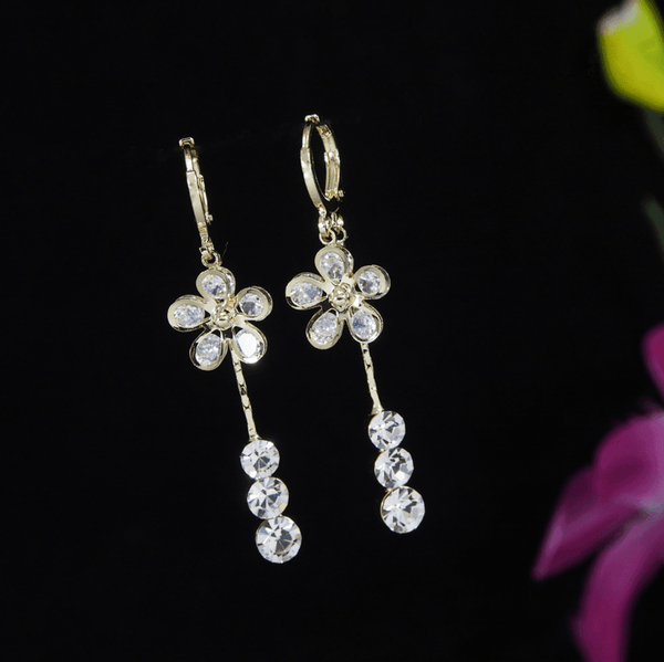 Korean Gold/Silver/Rosegold Plated Floral CZ Earring- KRNER 3690 - Trendisia