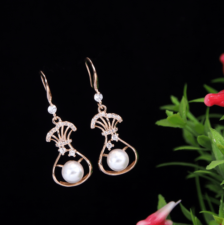 Korean Gold/silver/Rosegold plated Flowerpot Design Dangler Earring-KRNER 3630 - Trendisia