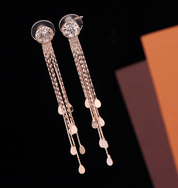 Korean Gold/Silver/Rosegold Plated Long Chain Earring-KRNER 3663 - Trendisia