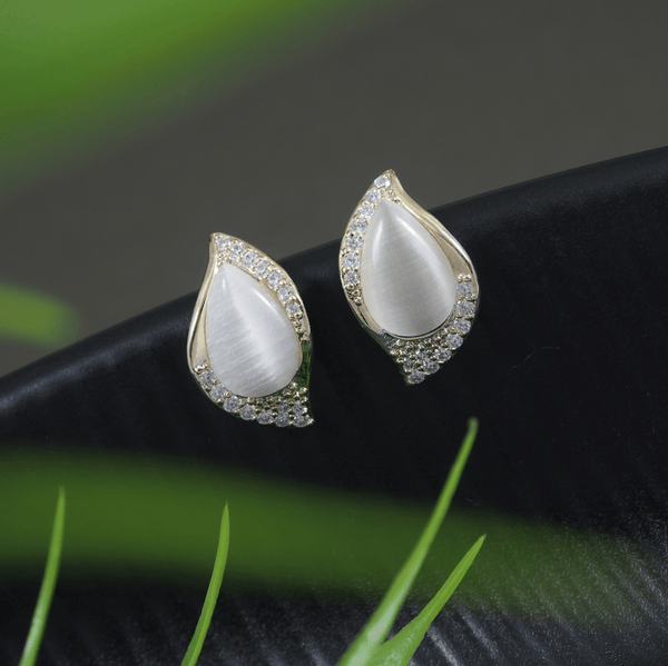 Korean Gold/Silver/Rosegold Plated Opal Shell Shaped CZ Stud Earring- KRNER 3001 - Trendisia