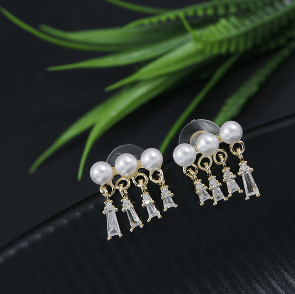 Korean Gold/Silver/Rosegold Plated Pearl CZ Stud Earring- KRNER 3680 - Trendisia