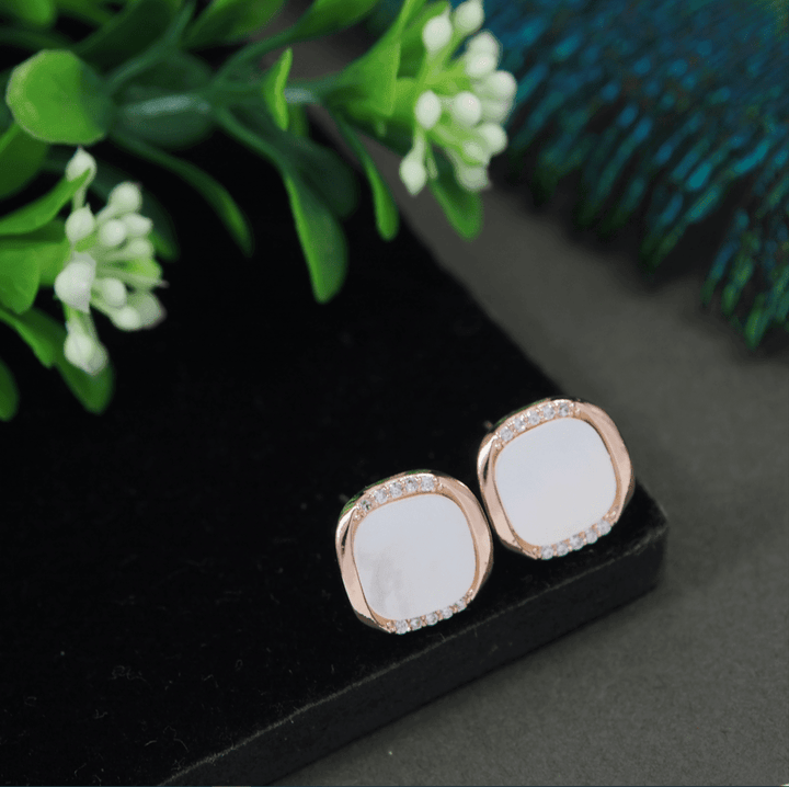 Korean Gold/Silver/Rosegold Plated Simple mother of pearl Square Stud Earring- KRNER 3136 - Trendisia