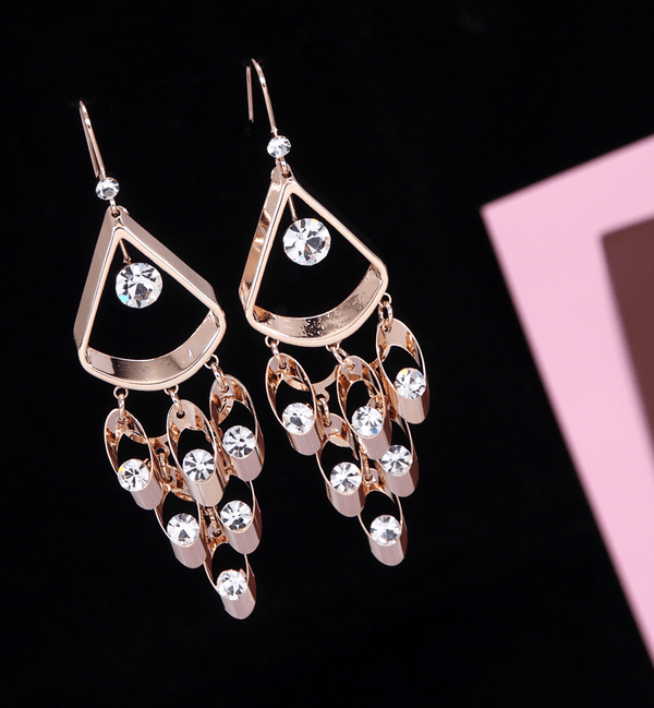 Korean Gold/Silver/Rosegold Plated Triangle Shaped Chandelier Earring-KRNER 3661 - Trendisia