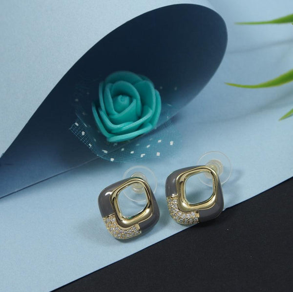 Korean Rhombus Shaped Stud Earring- KRNER 4661 - Trendisia