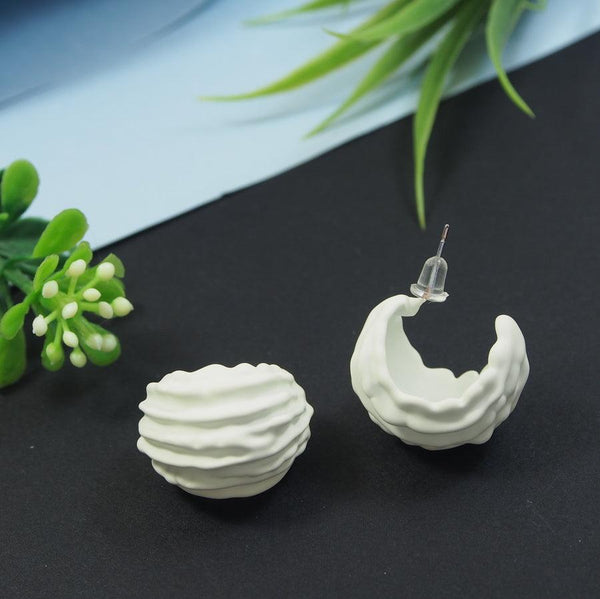 Korean White and Yellow Coloured Blow Shell Stud Earring- KRNER 4659 - Trendisia