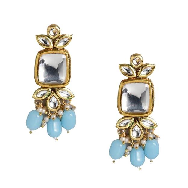 Kundan and Blue Beads Choker Set - Trendisia