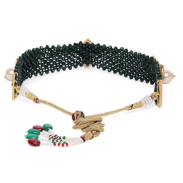 Kundan and Green Beads Choker Set - Trendisia