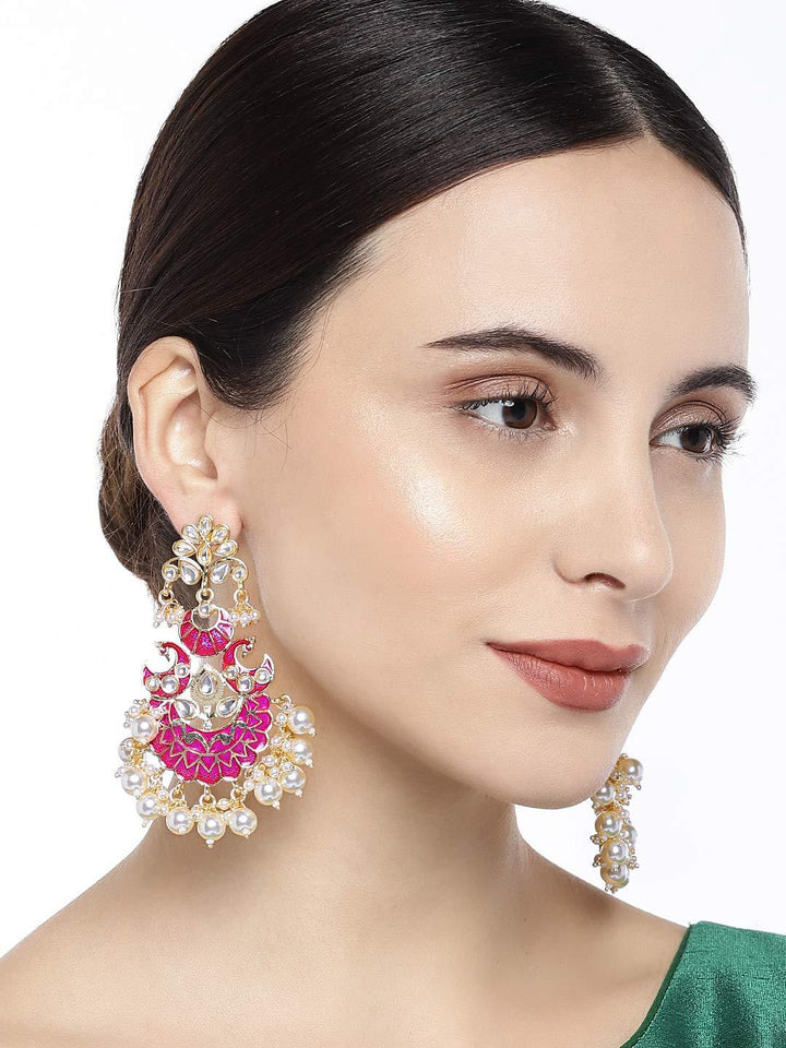 Kundan Gold Chandbali Earrings - Trendisia