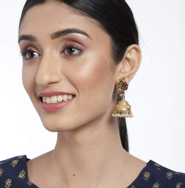 Kundan Jhumka earrings with Pearls - Trendisia