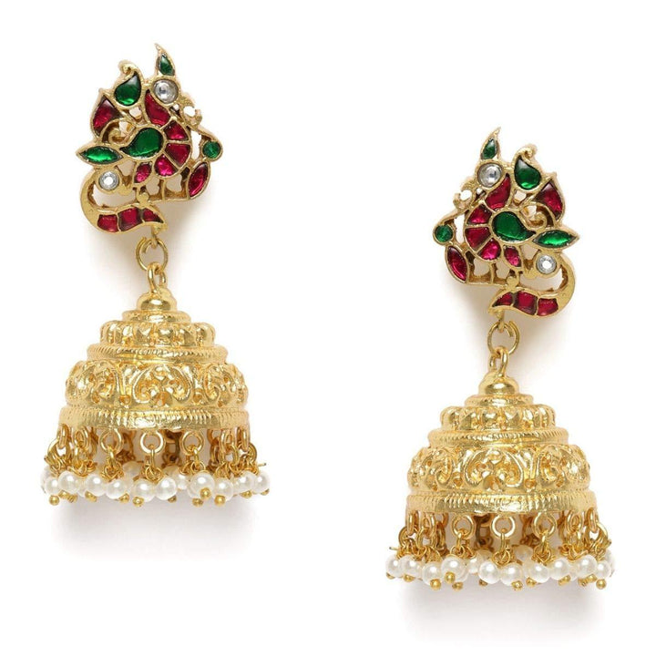 Kundan Jhumka earrings with Pearls - Trendisia