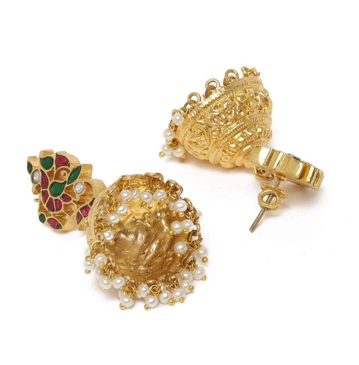 Kundan Jhumka earrings with Pearls - Trendisia