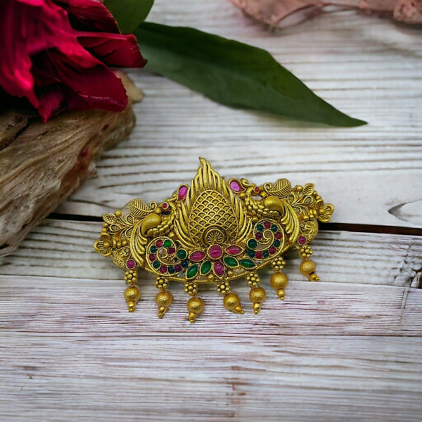 Matte Gold Plated Antique Design Hair Clip/Hair Barrette - Trendisia