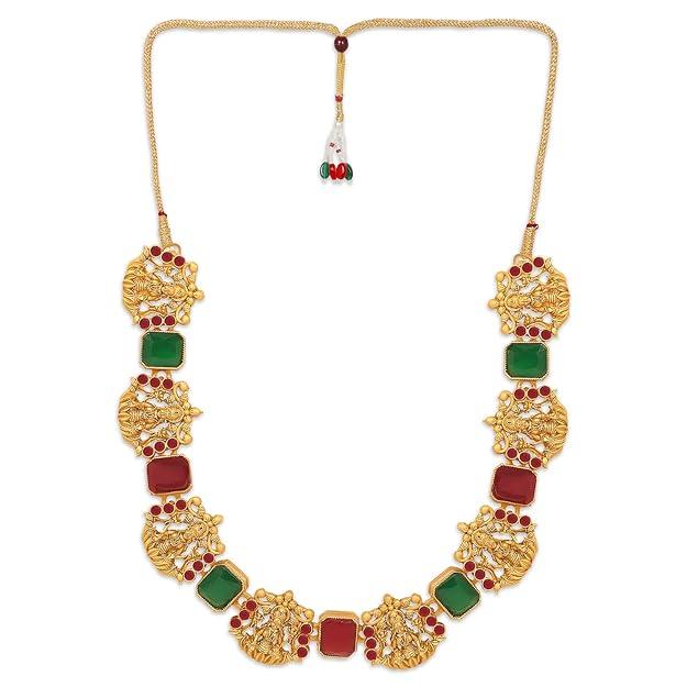 Gold-Plated Stone Temple Jewellery Set - Trendisia