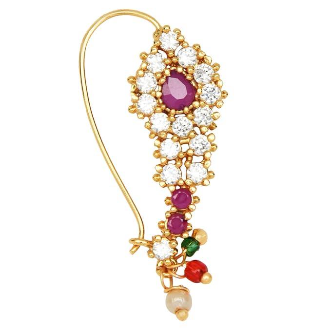 Multi Color Banu Nath Brass Nose ring - Trendisia