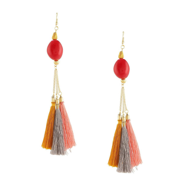 Multi-Color Gold Plated Tassle Dangler Earrings for women - Trendisia