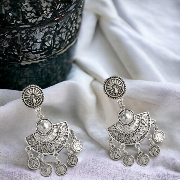 Oxidised Contemporary Drop Earrings - Trendisia