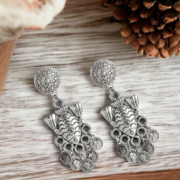 Oxidised Contemporary Earrings for Women - Trendisia