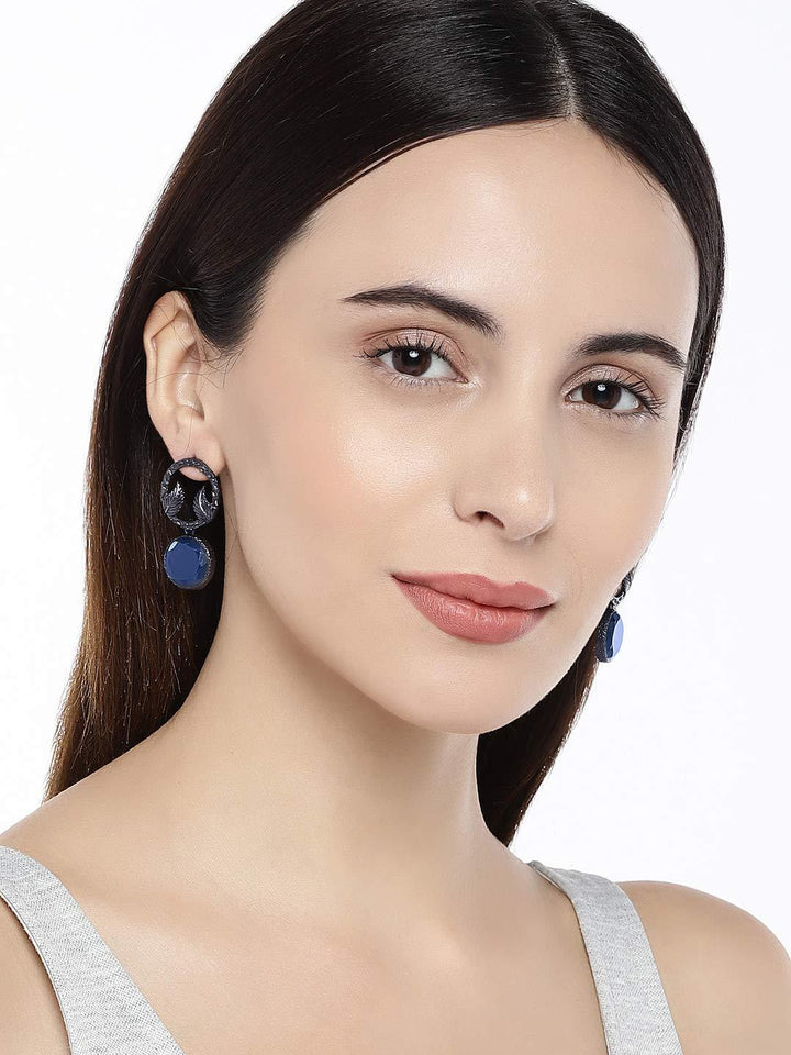 Oxidised Silver drop Earrings - Trendisia