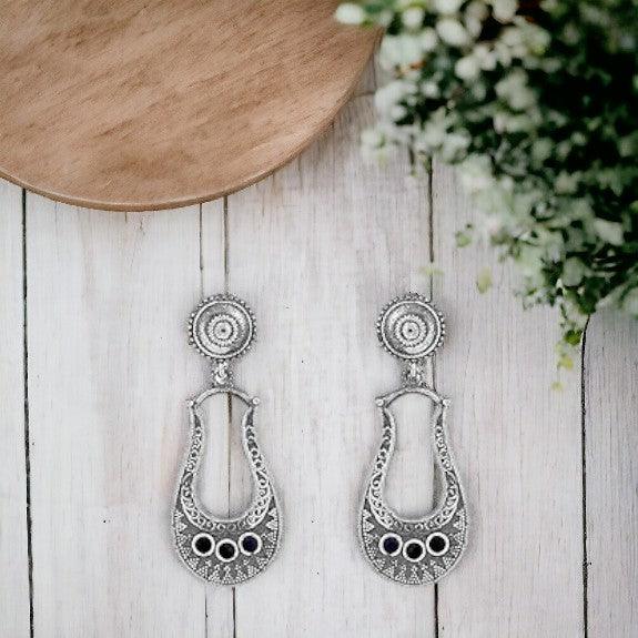 Oxidised Stylish Chandbali Earrings - Trendisia