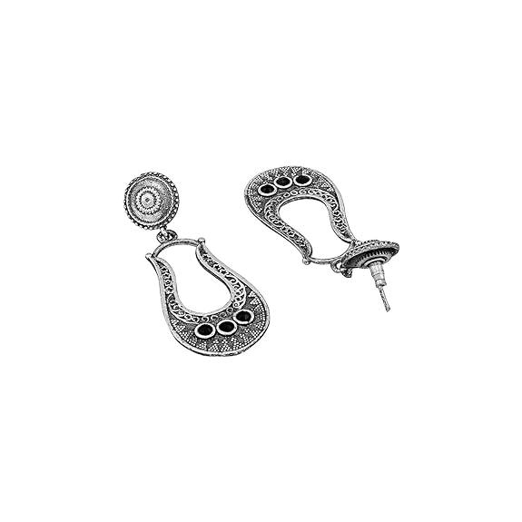 Oxidised Stylish Chandbali Earrings - Trendisia