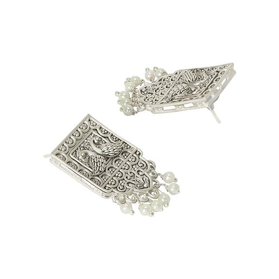 Oxidized Choker Necklace Earrings Set - Trendisia