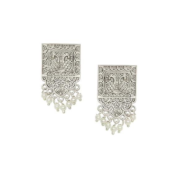 Oxidized Choker Necklace Earrings Set - Trendisia