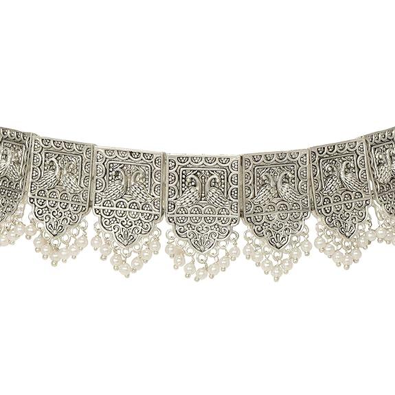 Oxidized Choker Necklace Earrings Set - Trendisia