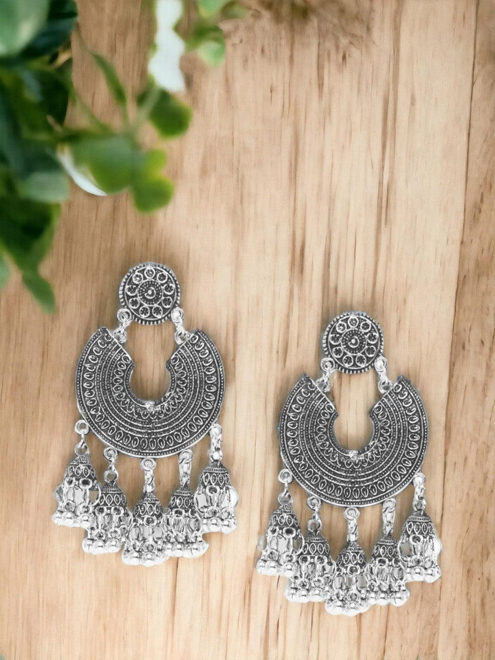 Oxidized Jhumka Classic Drop Earrings - Trendisia