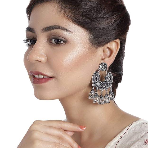 Oxidized Jhumka Classic Drop Earrings - Trendisia