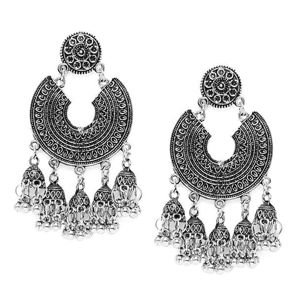 Oxidized Jhumka Classic Drop Earrings - Trendisia