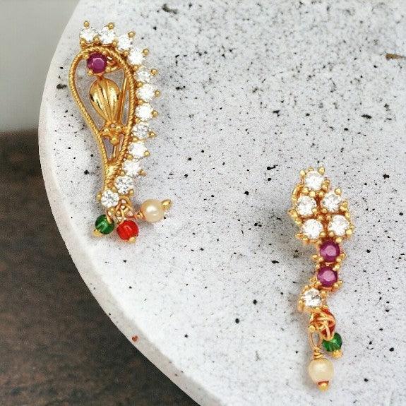 Pack Of 2 Gold-Plated Studded Nosepin - Trendisia