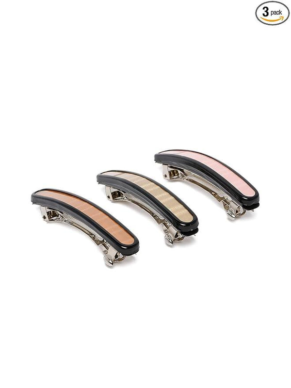Pack of 3 Handcrafted Solid French Barrettes - Trendisia
