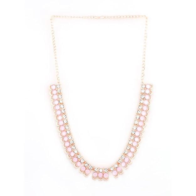 Pink Rose Gold-Plated Artificial Stones Studded Jewellery Set - Trendisia