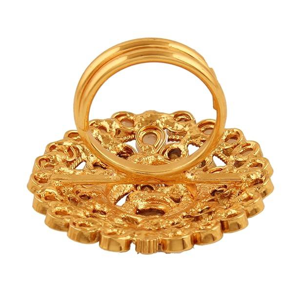 Rajwadi Gold Plated Antique Pearl AD Finger Ring - Trendisia