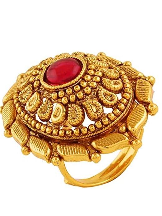 Rajwadi Inspired Gold Finish Adjustable Finger Ring Combo Set of 2 - Trendisia