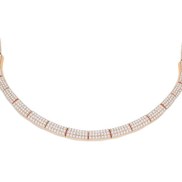 Rose Gold American Diamond Studded Choker Necklace - Trendisia