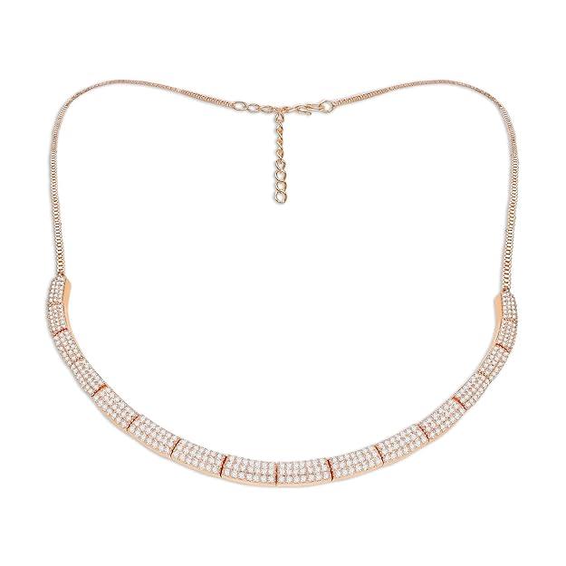 Rose Gold American Diamond Studded Choker Necklace - Trendisia