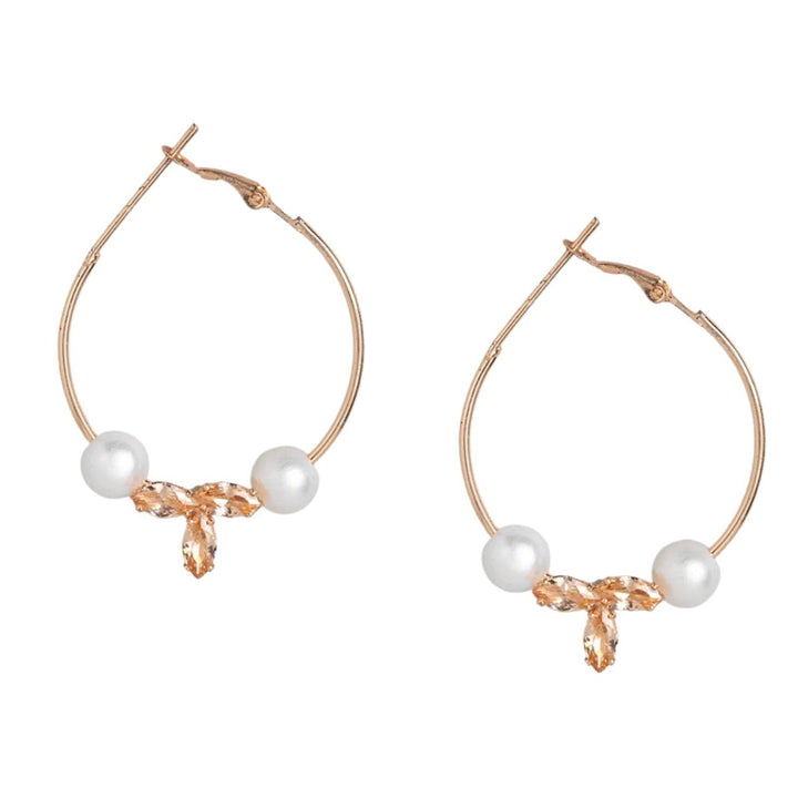 Rose Gold-Plated AD Studded Circular Hoops - Trendisia