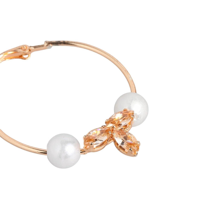 Rose Gold-Plated AD Studded Circular Hoops - Trendisia