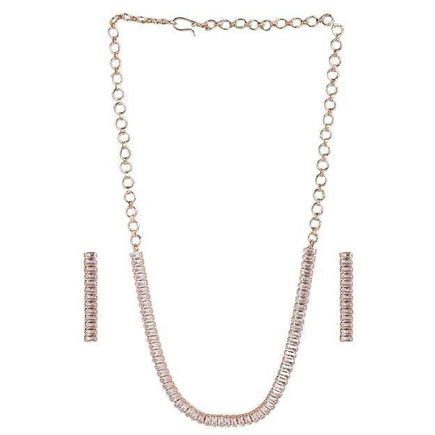 Rose-Gold plated AD Studded Handcrafted Necklace - Trendisia