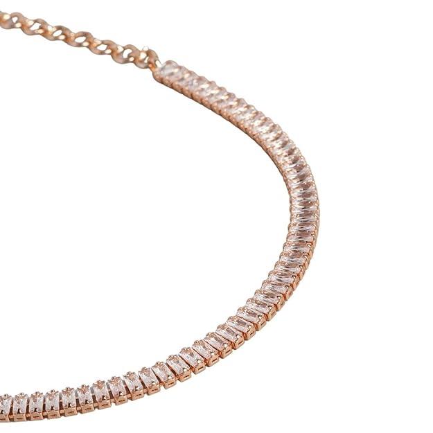 Rose-Gold plated AD Studded Handcrafted Necklace - Trendisia